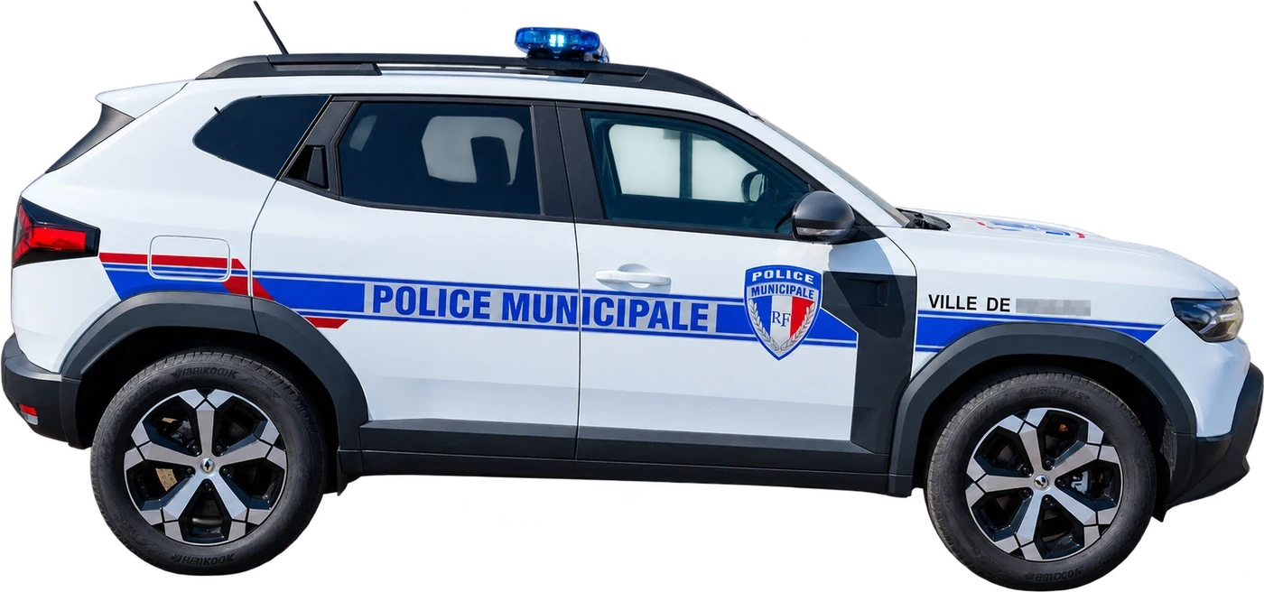 Véhicule de police municipale avec marquage et rampe lumineuse